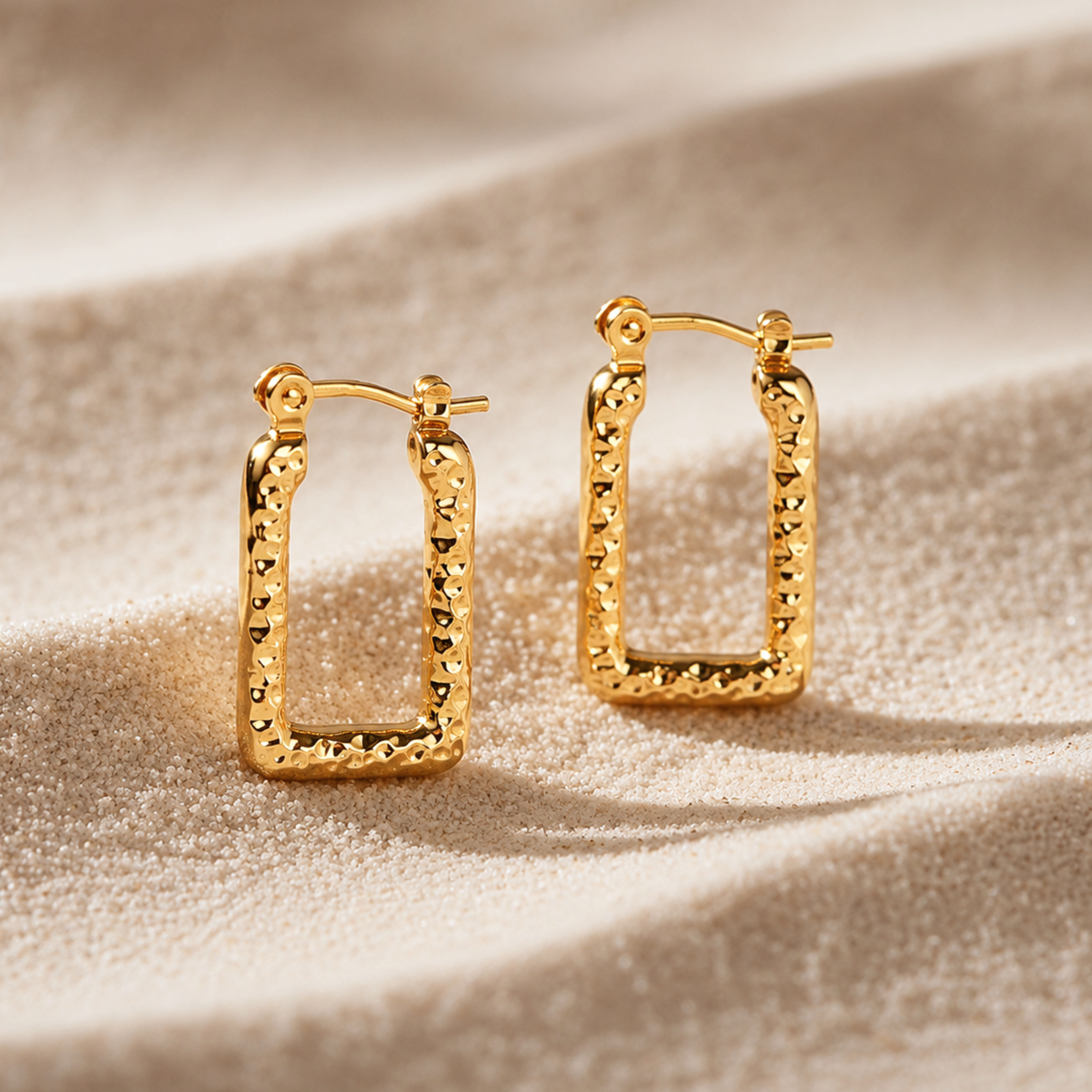 Posh Textured Square Hoop Earrings