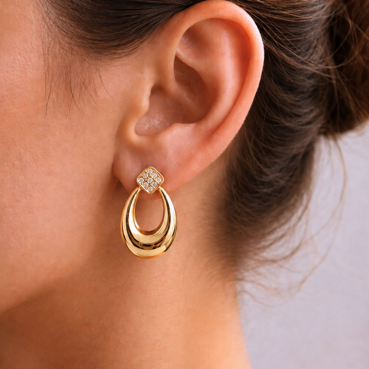 Celestial Oval Drop Earrings