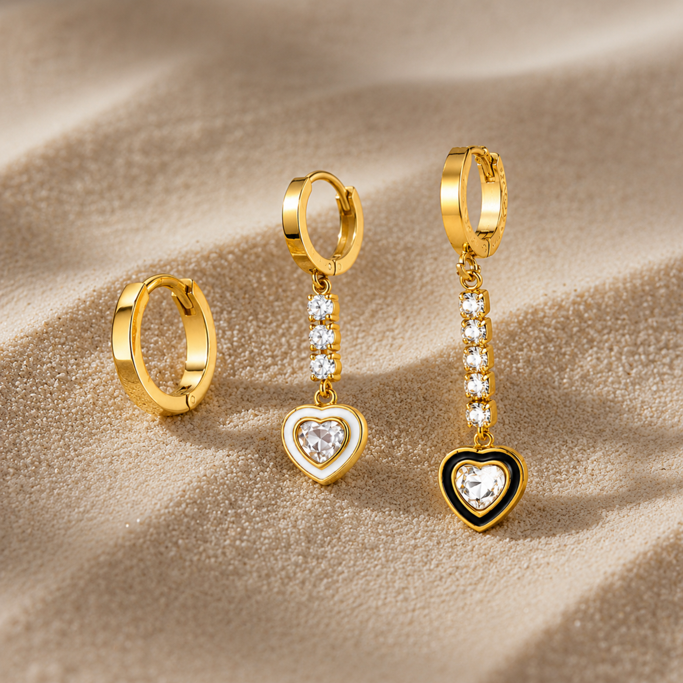 Heart Of Gold Earrings Combo Set