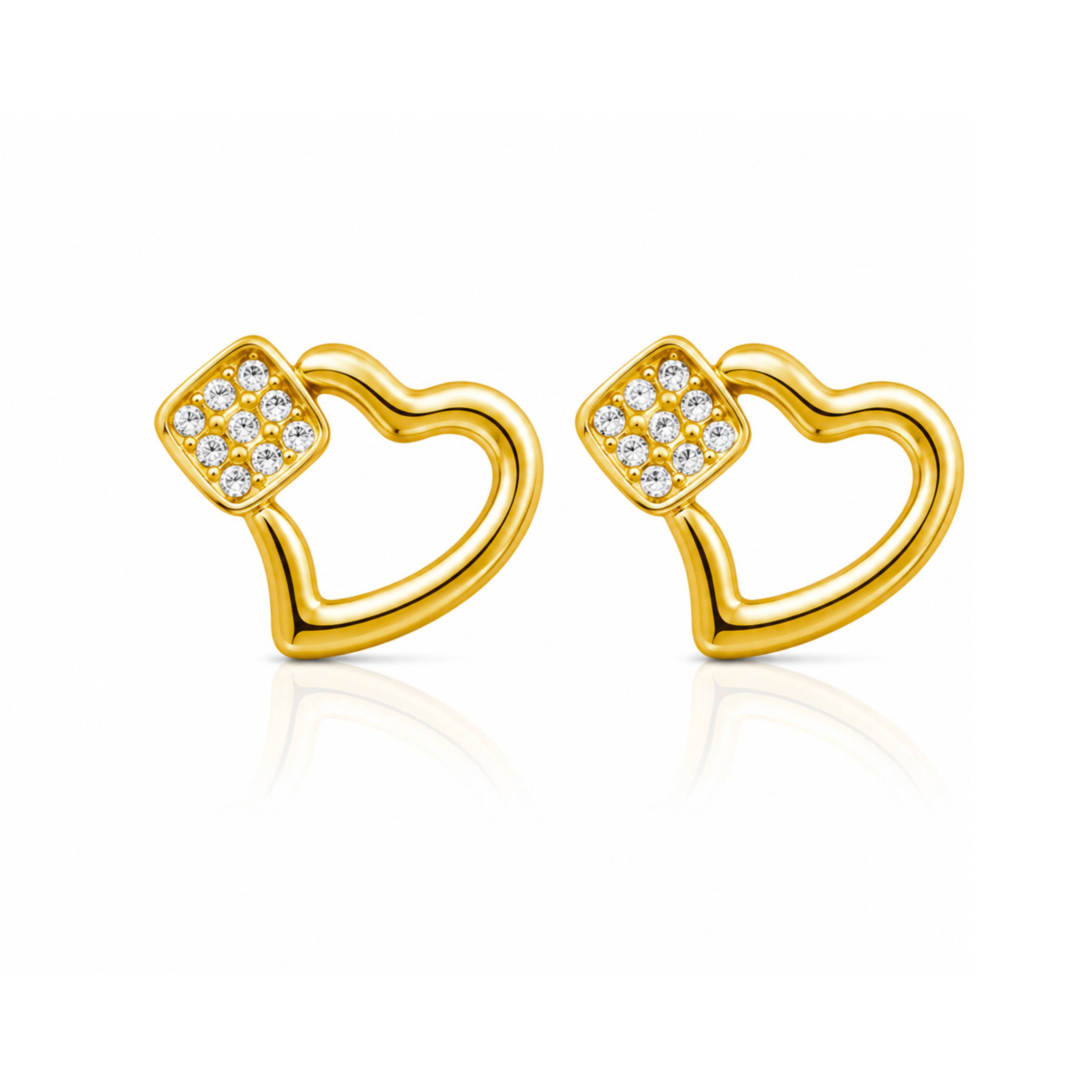 Golden Heart Stud Earrings