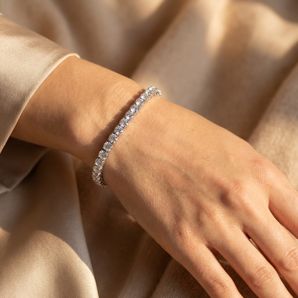 Silver Crystal Tennis Bracelet