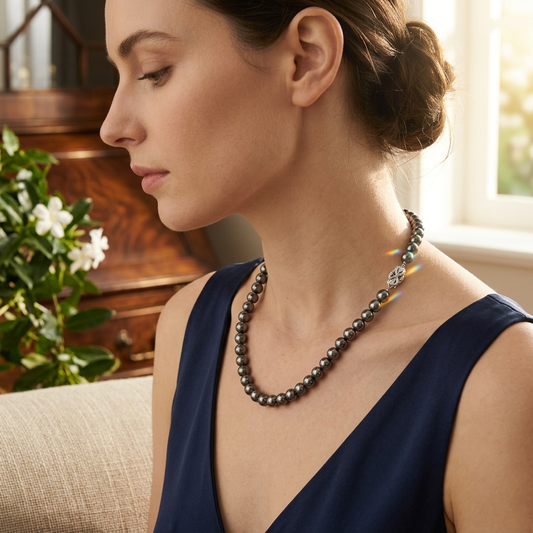 Model wearing Pearl Imitation Necklace