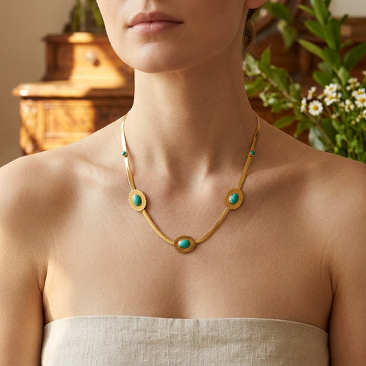 Gold Turquoise Snake Chain Necklace