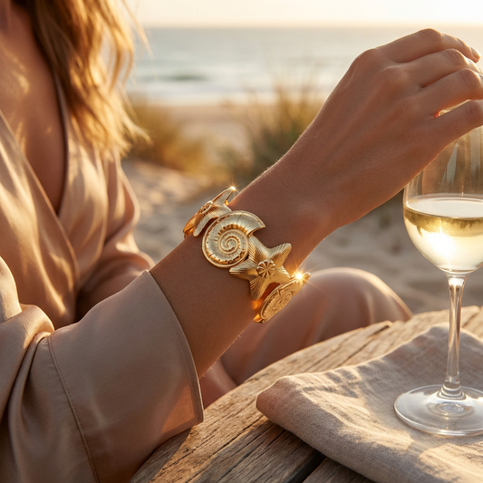Celestial Star & Swirl Cuff Bracelet - model lifestyle shot