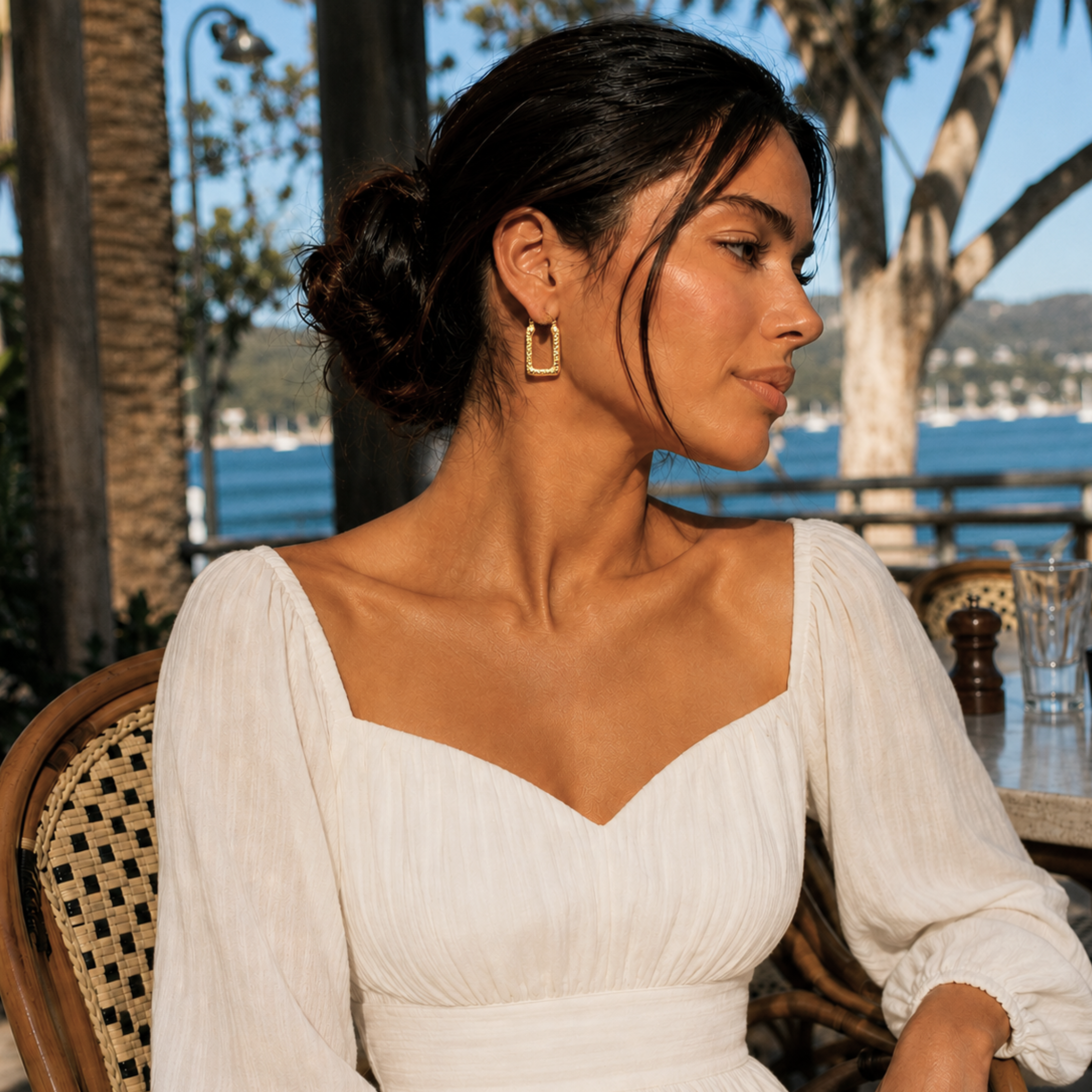 Posh Textured Square Hoop Earrings