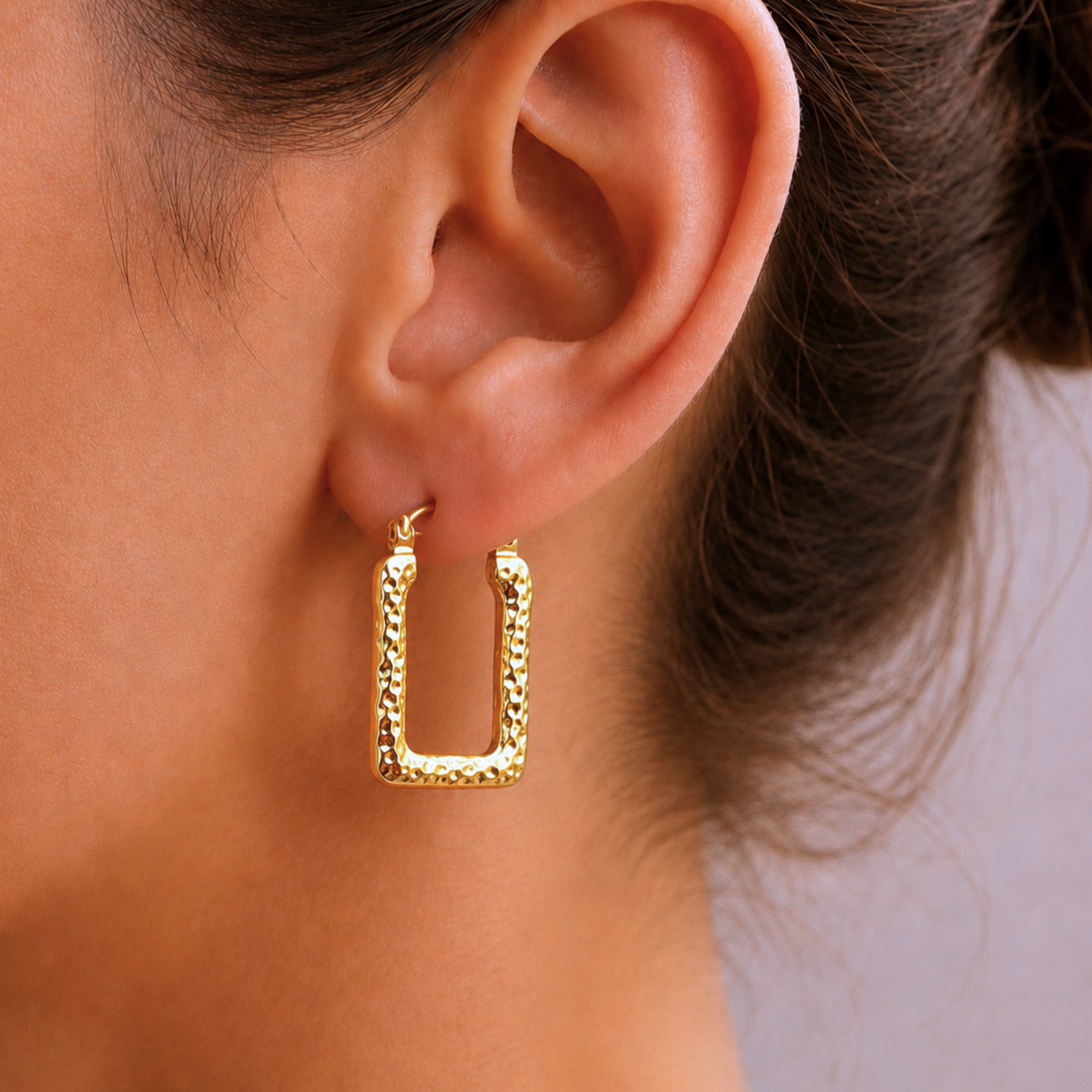 Posh Textured Square Hoop Earrings
