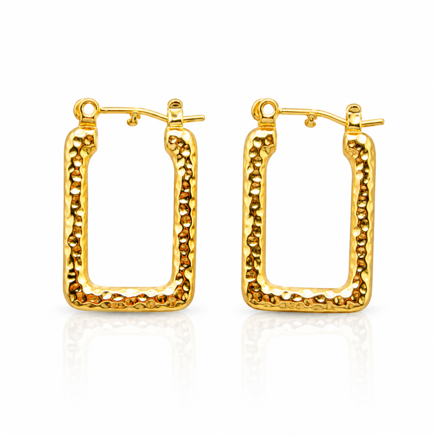 Posh Textured Square Hoop Earrings