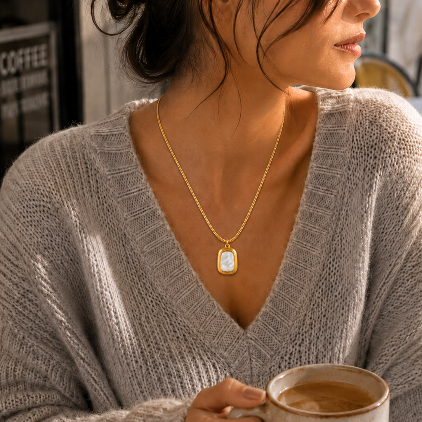 The Quadrant Pearl Pendant Necklace
