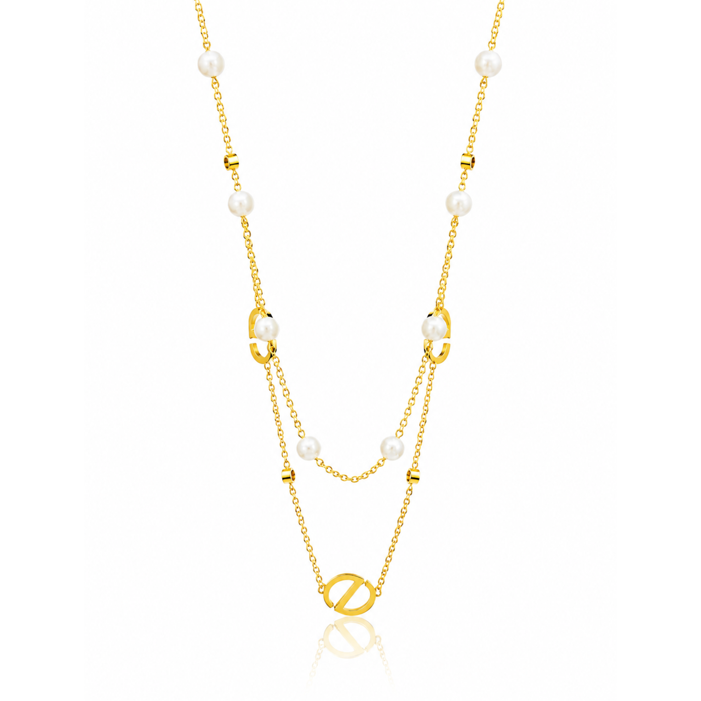 Double layered Gold And Pearl Necklace