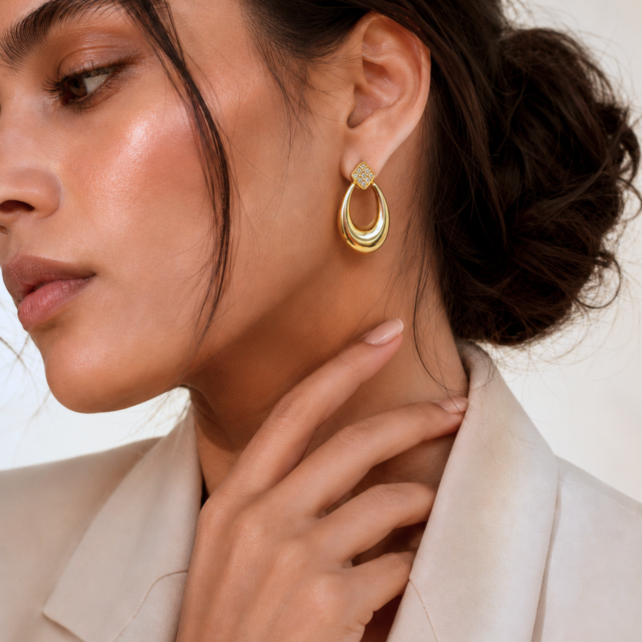 Celestial Oval Drop Earrings