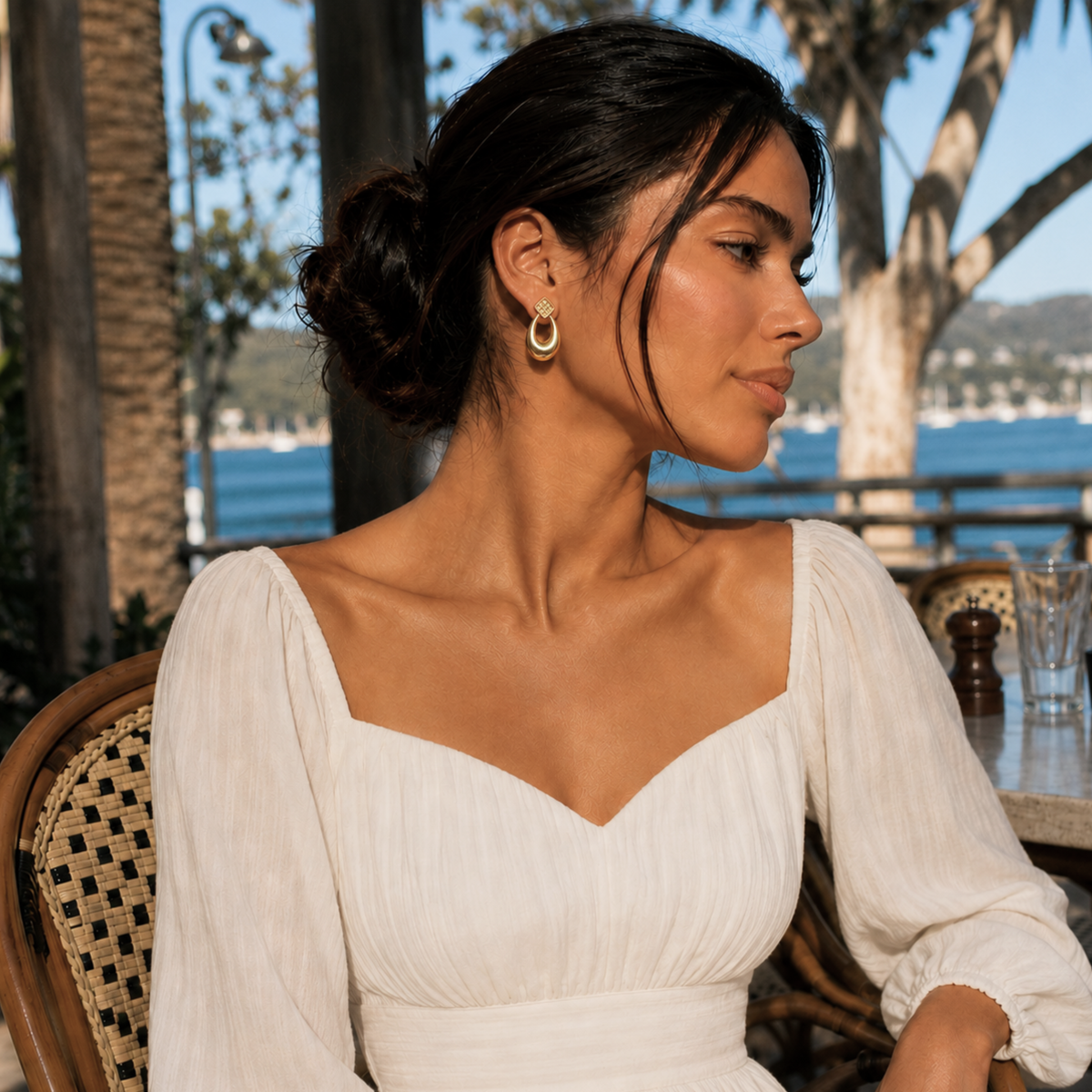 Celestial Oval Drop Earrings