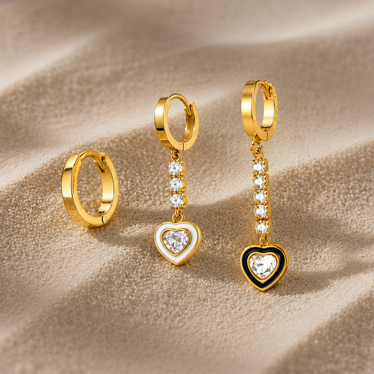 Heart Of Gold Earrings Combo Set