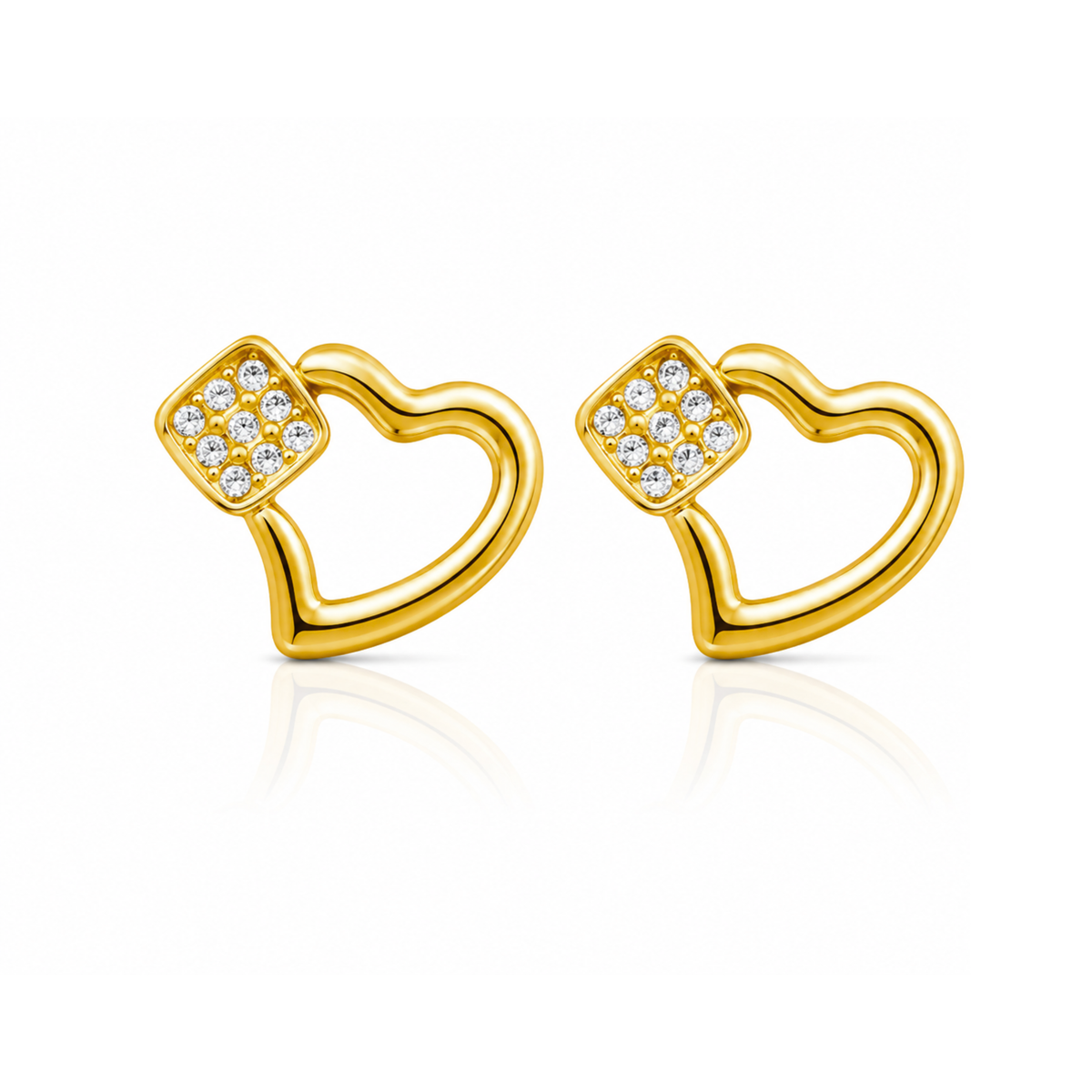 Golden Heart Stud Earrings
