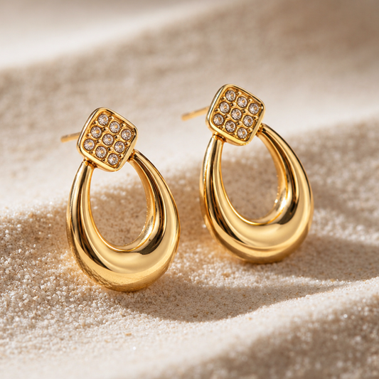 Celestial Oval Drop Earrings