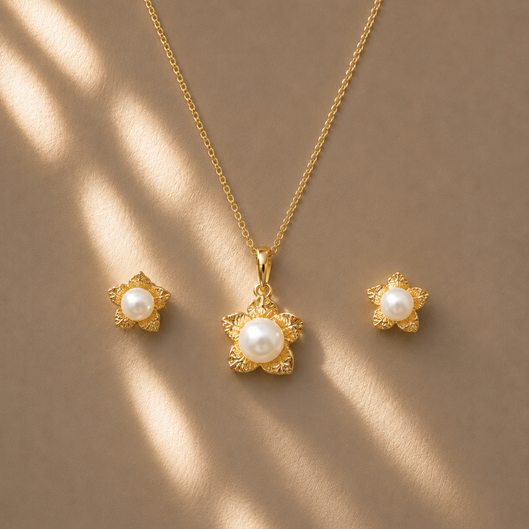 Sundrop Flower Earrings And Pendant Set