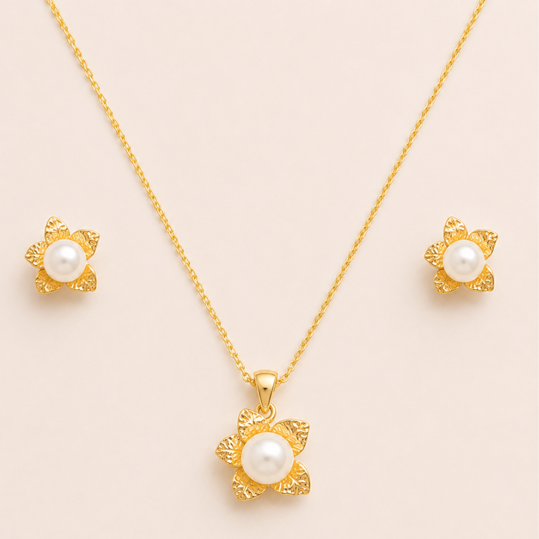 Sundrop Flower Earrings And Pendant Set