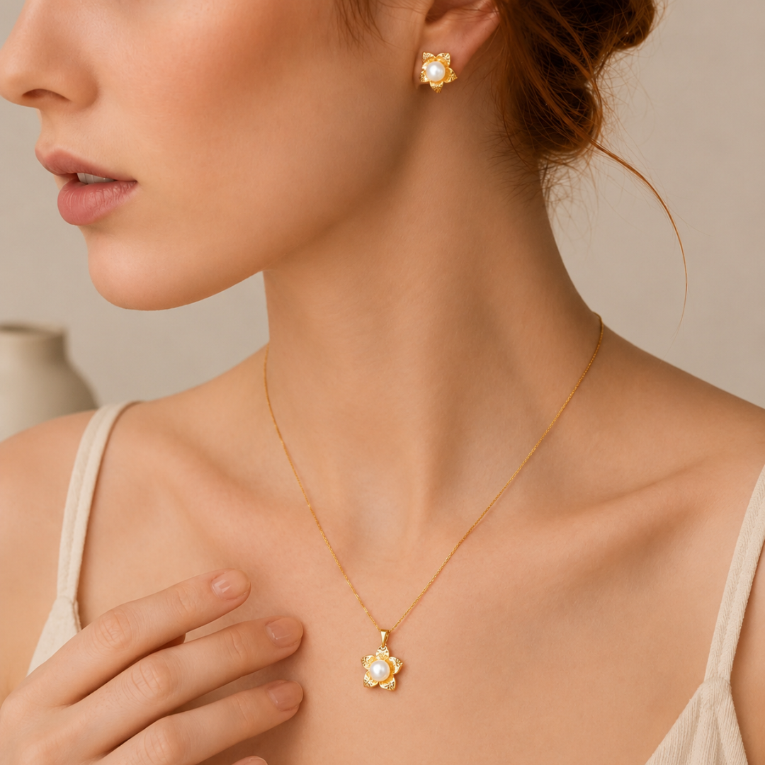Sundrop Flower Earrings And Pendant Set