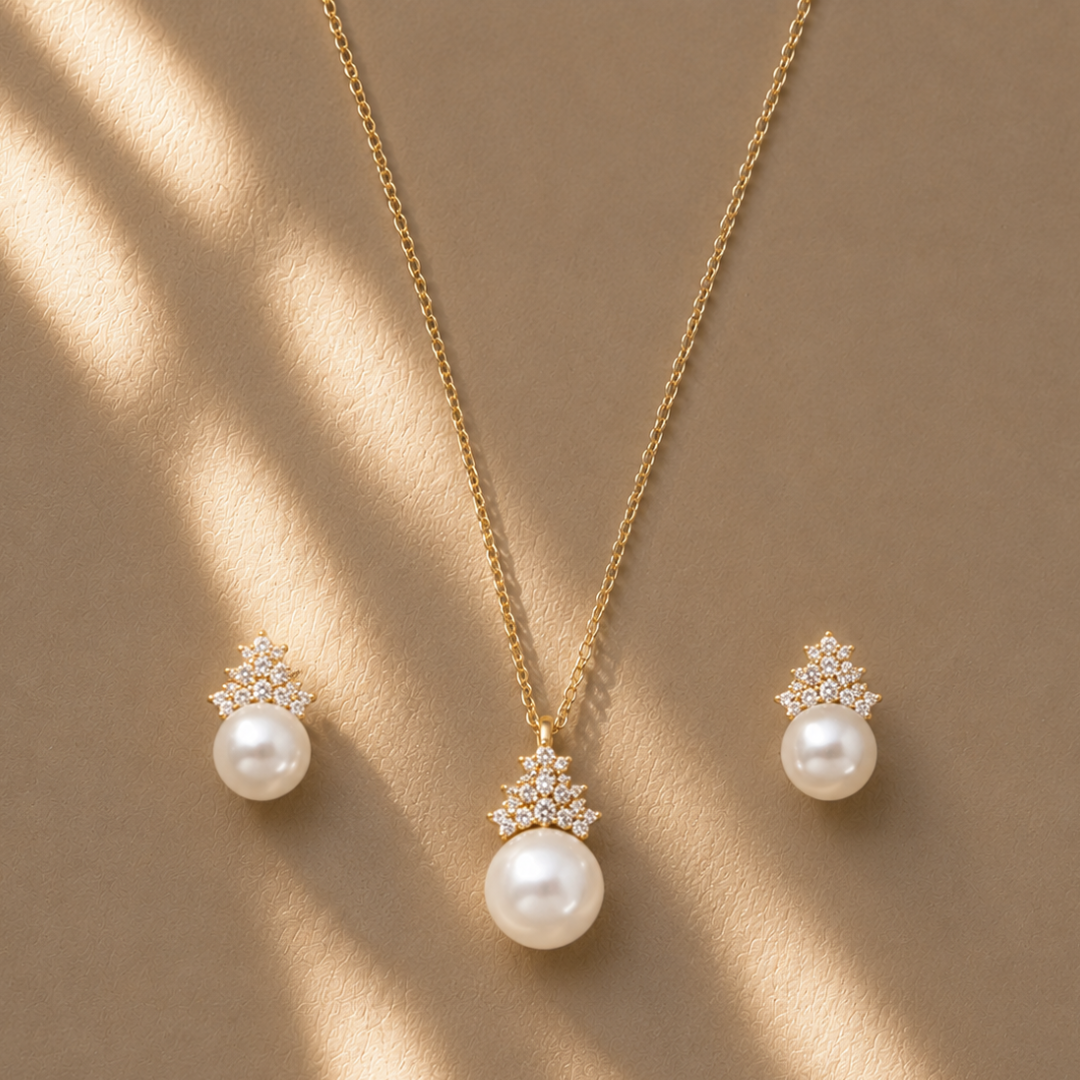 Delicate Earrings And Pendant Set