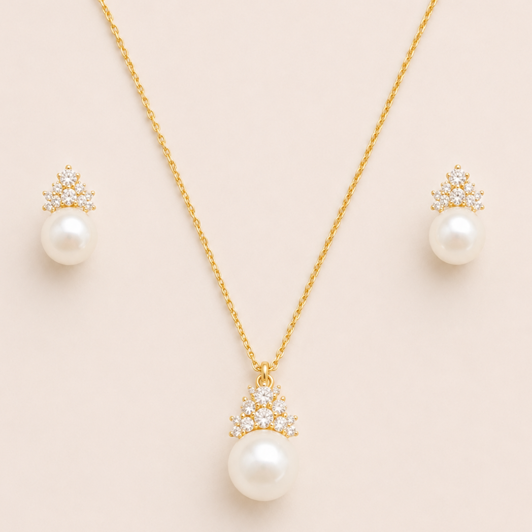 Delicate Earrings And Pendant Set