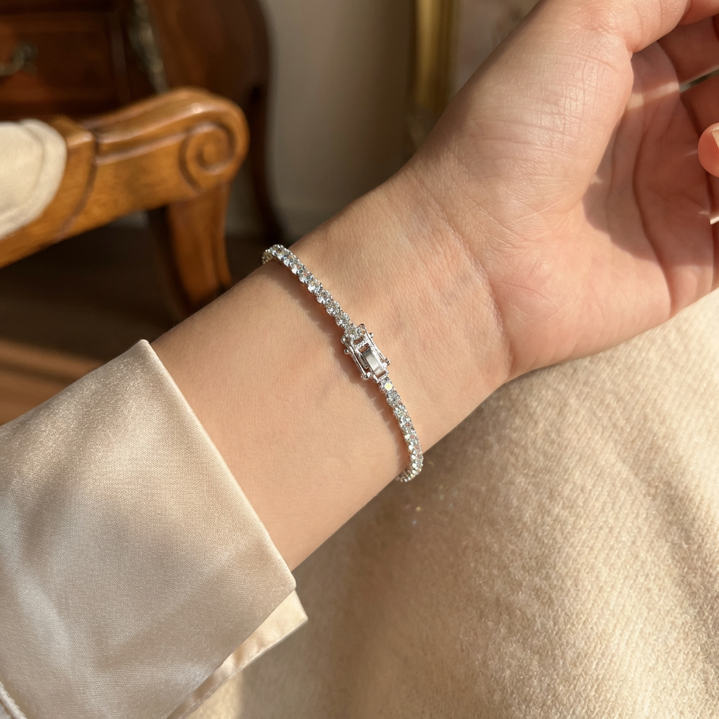 Silver Crystal Tennis Bracelet