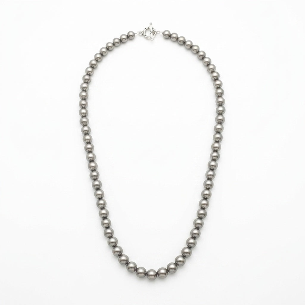 Grey Pearl Imitation Necklace - White Background