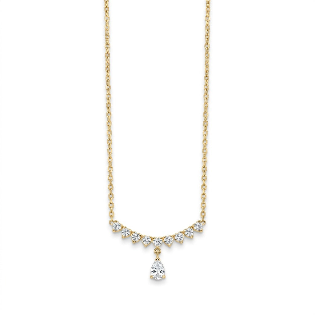 Gold Teardrop Gemstone Necklace