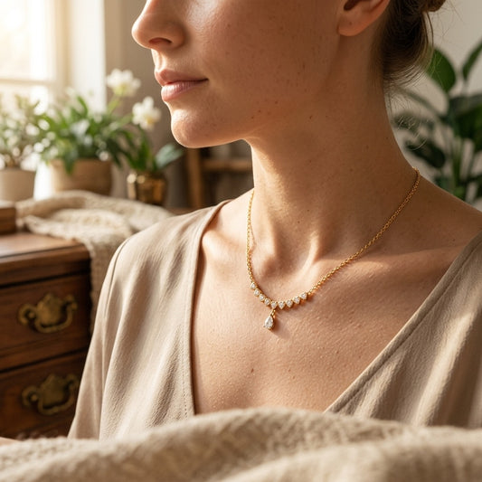 Gold Teardrop Gemstone Necklace