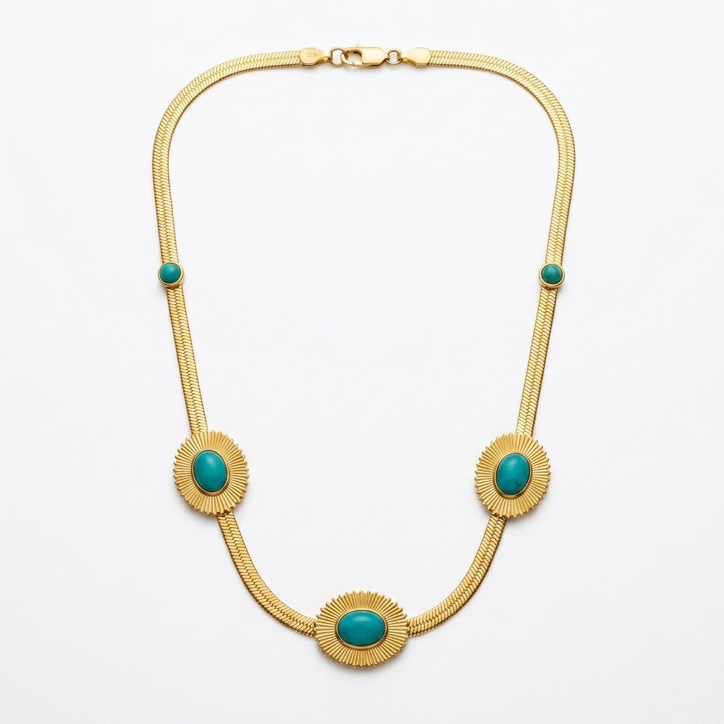 Gold Turquoise Snake Chain Necklace