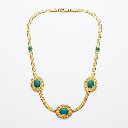 Gold Turquoise Snake Chain Necklace