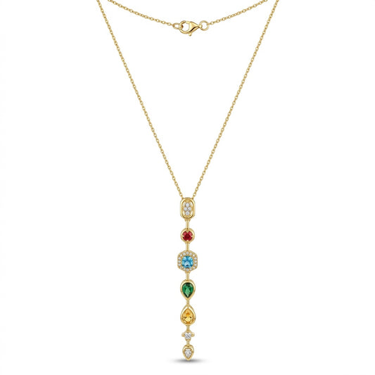 Gold Rainbow Gemstone Necklace