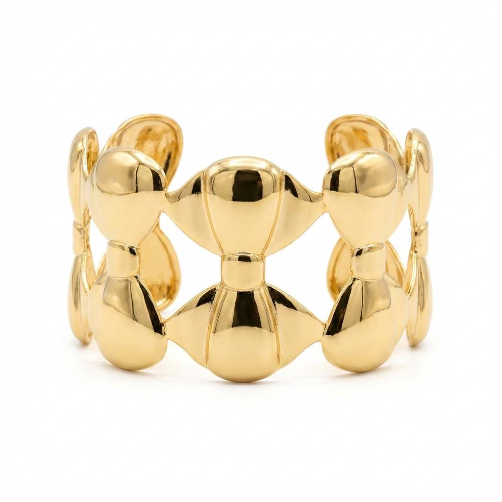 Gold-Plated Bow Repeat Cuff Bracelet - Product Shot
