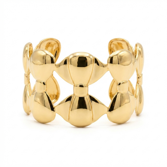 Gold-Plated Bow Repeat Cuff Bracelet - Product Shot