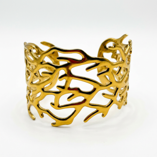 Gold-Plated Coral Branch Cuff Bracelet - Product Shot