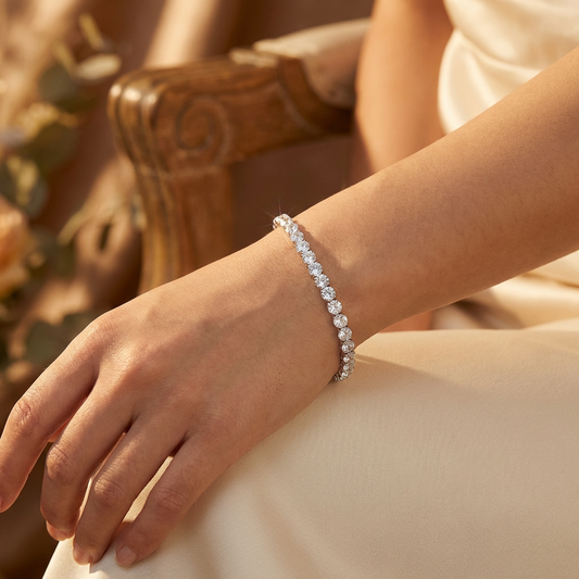 Silver Crystal Tennis Bracelet - model lifestyle shot