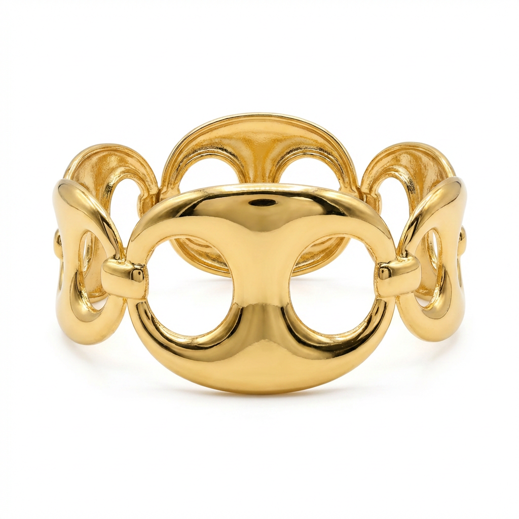 Gold Mariner Chain Link Bracelet - Front View