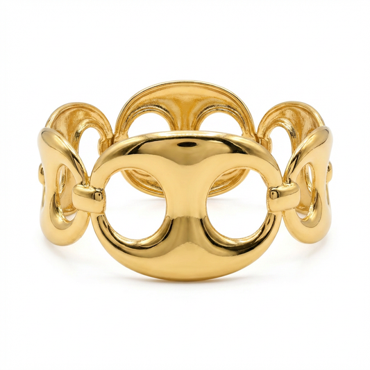 Gold Mariner Chain Link Bracelet - Front View