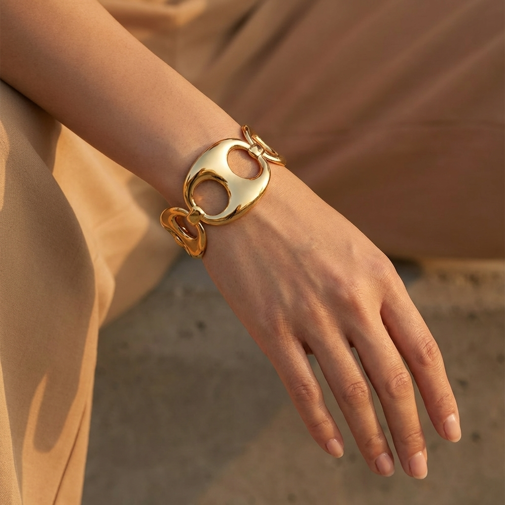 Gold Mariner Chain Link Bracelet - Model Lifestyle Shot