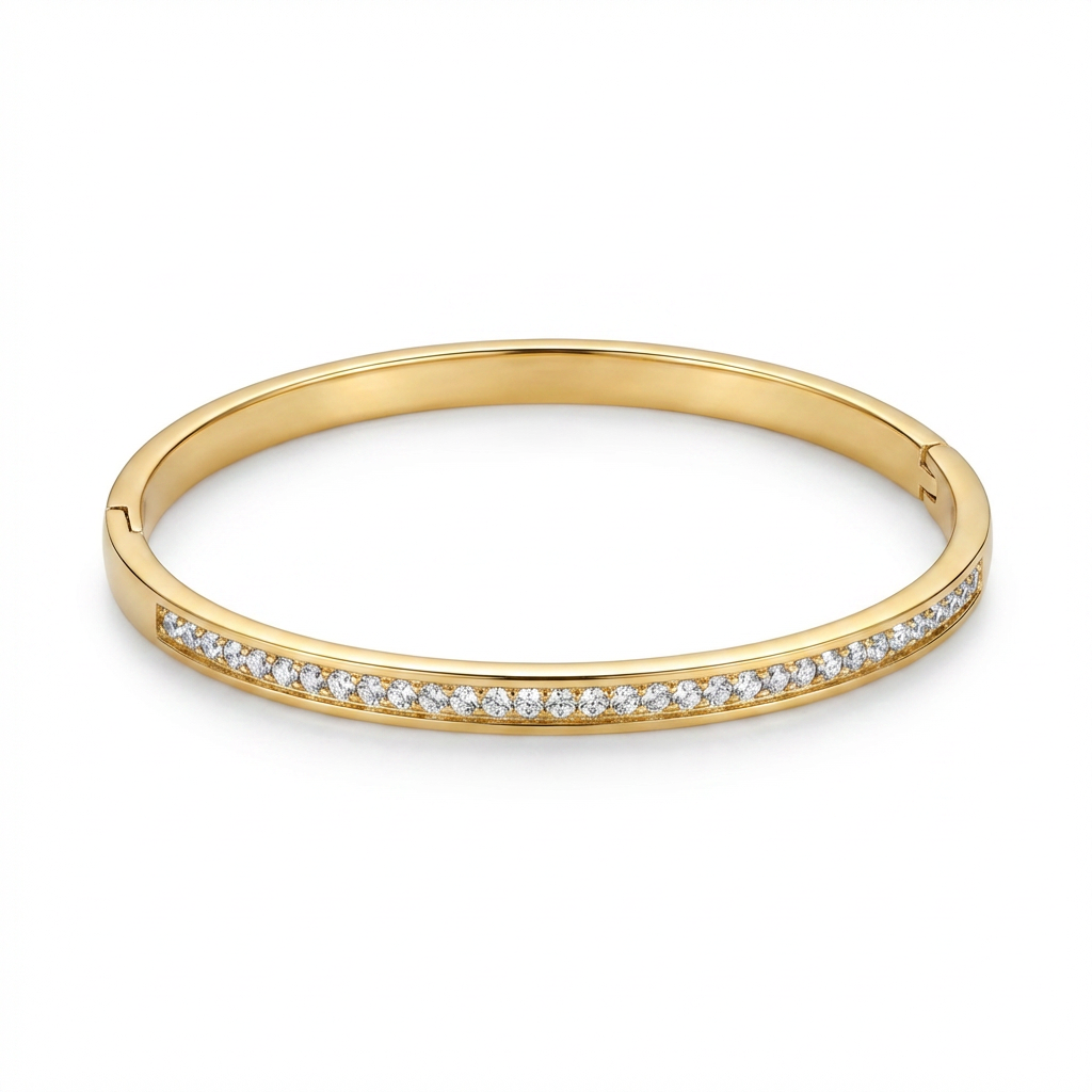 Gold Crystal Bangle Bracelet - product shot