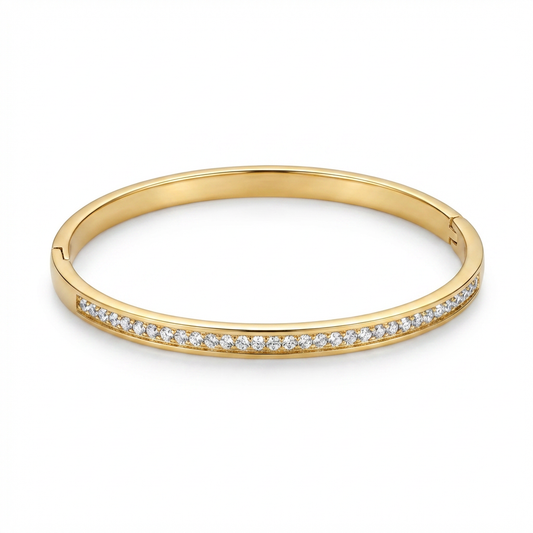Gold Crystal Bangle Bracelet - product shot